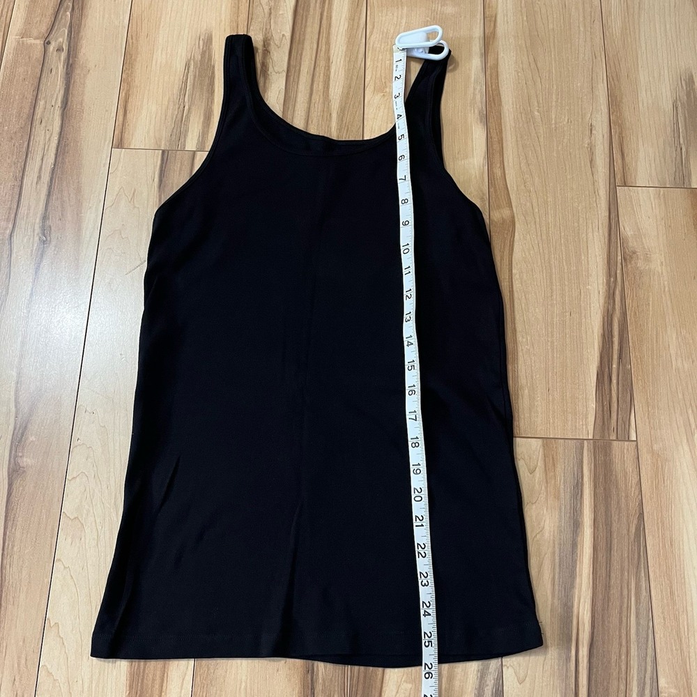 EILEEN FISHER Tank Top Sz L Petite Organic Cotton Jersey Cami Scoop Neck Black - Picture 5 of 6